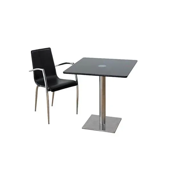 Table Inox carré 70x70 en verre