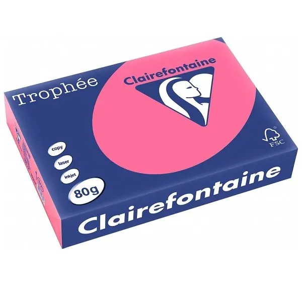 PAPIER COULEUR CLAIREFONTAINE TROPHÉE ROSE FUSHIA A4 80GR