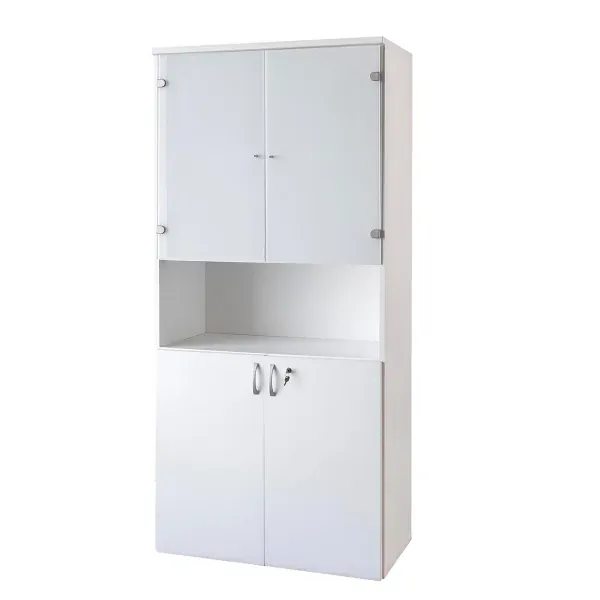 Elément Milano haut à 2 portes bas et 2 portes  aluminium  verre sabl