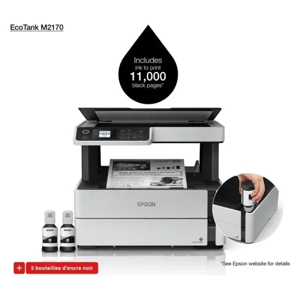 Imprimante Multifonctions Jet d'encre Epson EcoTank ET-M2170 - Monochrome - Wifi