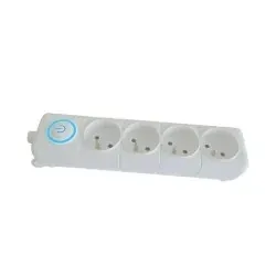 Bloc Multiprises Blanc 4 Modules 3M Avec Bouton Poussoir Somef