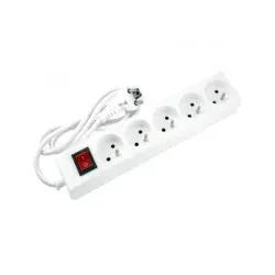 Bloc Multiprises Blanc 5 Modules 3M Avec Interrupteur Somef