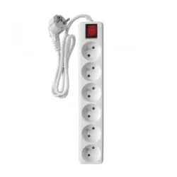 Bloc Multiprises Blanc 6 Modules 3M Avec Interrupteur Somef